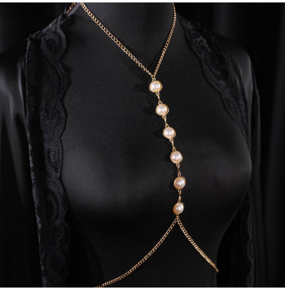 MizzZee - LuxePearl Adjustable Body Chain (Gold)